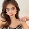 New Geometric 911 Real Gold Electroplating Irregular Pearl Earrings Female Korean Temperament Cold Wind Internet Celebrity Earrings