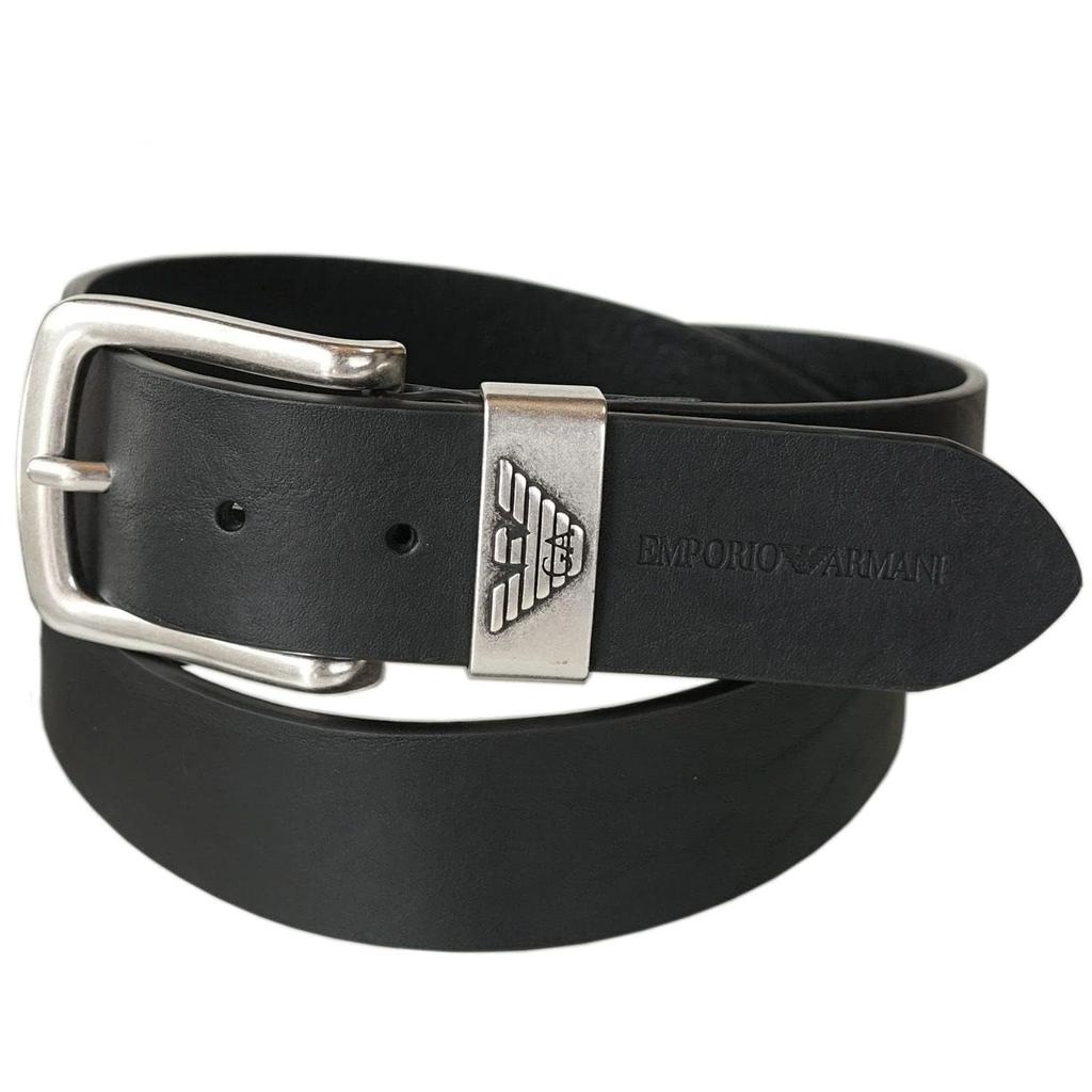 Emporio Armani Black Y4S201 YDD6G 80001 95 Men's Belt, 3.8cm Wide, [Used]