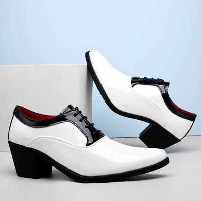 New Classic Glitter Leather Men Dress Shoes Fashion Red Mirror Luxury Shoes Men Increasing-height Shoes 4.5cm Heel Men Footwear