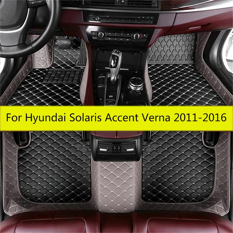 For Hyundai Solaris Accent Verna 2016 2015 2014 2013 2012 2011 Car Floor Mats Carpets Interior Accessories Rug Replacement Parts
