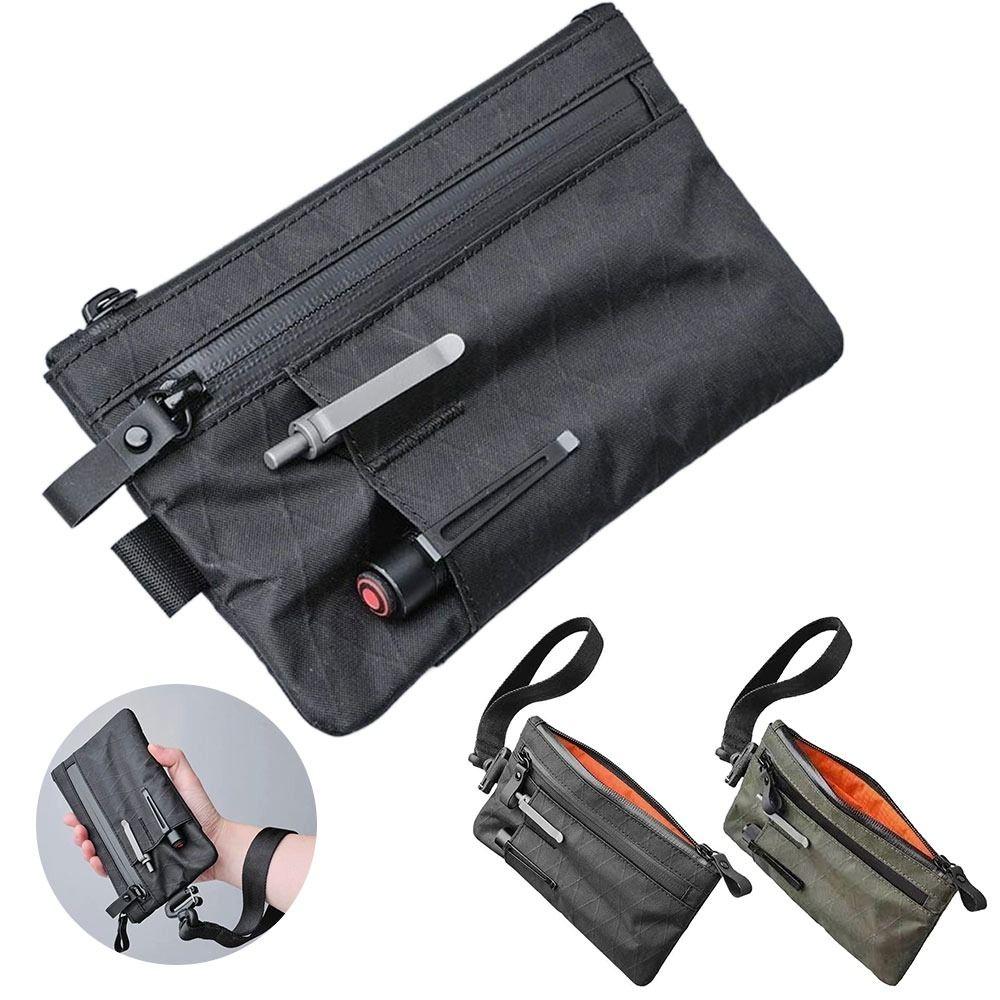 Weatherproof Men's Functional Wallet External Slots RFID Blocking Credit Card Holder with Wristband Zipper Clutch