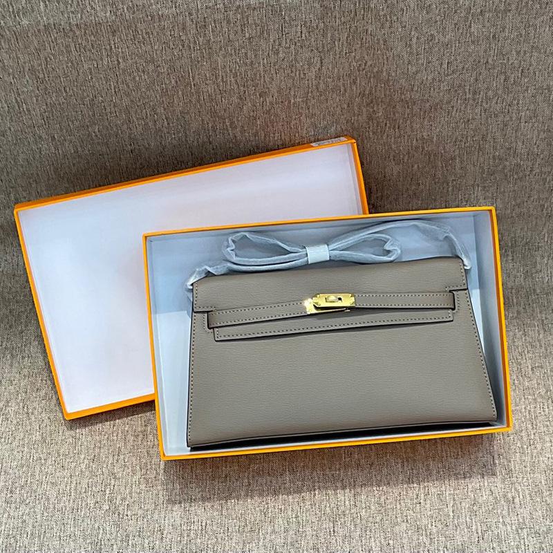 Luxus-lite Kelly-Tasche aus Rindsleder mit Ziegenprint, Unterarmtasche aus echtem Leder, Single-Shoulder Crossbody-Tasche, Retro und vielseitige Damentasche