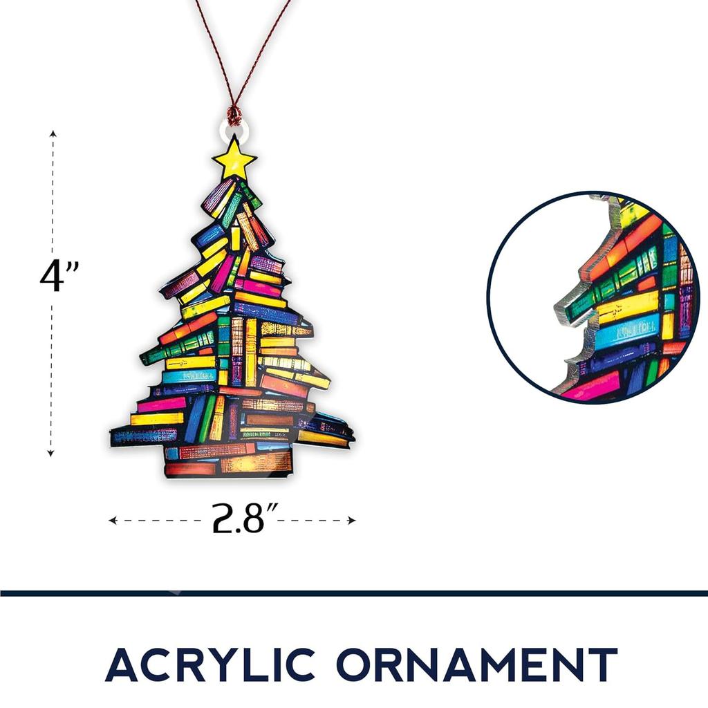 Book-Themed Decoration High-Quality Christmas Tree Decoration Christmas Ornament Vibrant Acrylic Book Ornament For Bookshelf