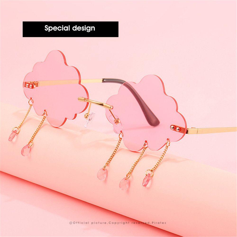 Vintage Funny Cloud Shaped UV400 Steampunk Sunglasses Clouds Tassel Sunglasses Rimless Sunglasses Disco Glasses