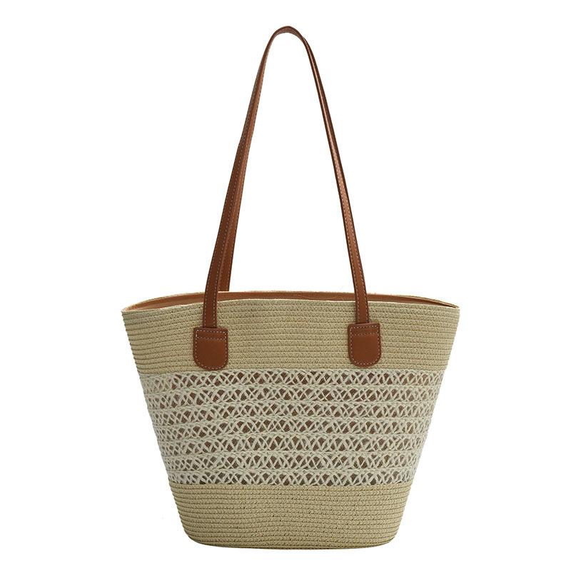 Popular vacation style woven big bag women's new fashion versatile commuter straw bag tote bag