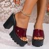 Square Heel Platform Mules Women Outdoor Slippers Peep Toe Slip On Sandals Chunky Heel Shoes Slingback