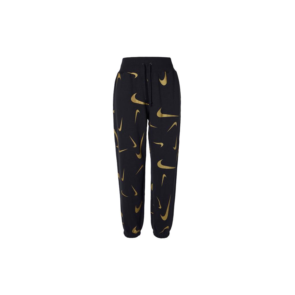 Nike All Over Print High Waist Loose Fit Cuffed Fleece Joggers Women Joggers Black FB8755-010