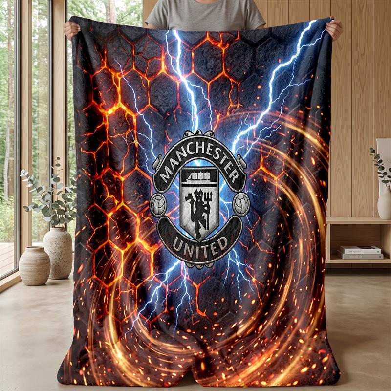 Manchester United Theme Blanket Soft Flannel Blanket Plush Throw Blanket Cozy Sofa Bed Blanket for Home Decor