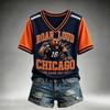 Women's Casual Printed Neck Short Sleeve T-Shirt, Lightweight Breathable Rugby Print Top