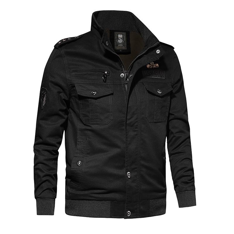 Gewaschene Baumwolle Lässige Jacke Outdoor Locker Übergröße Cargotaschen Mode Flieger Herrenbekleidung