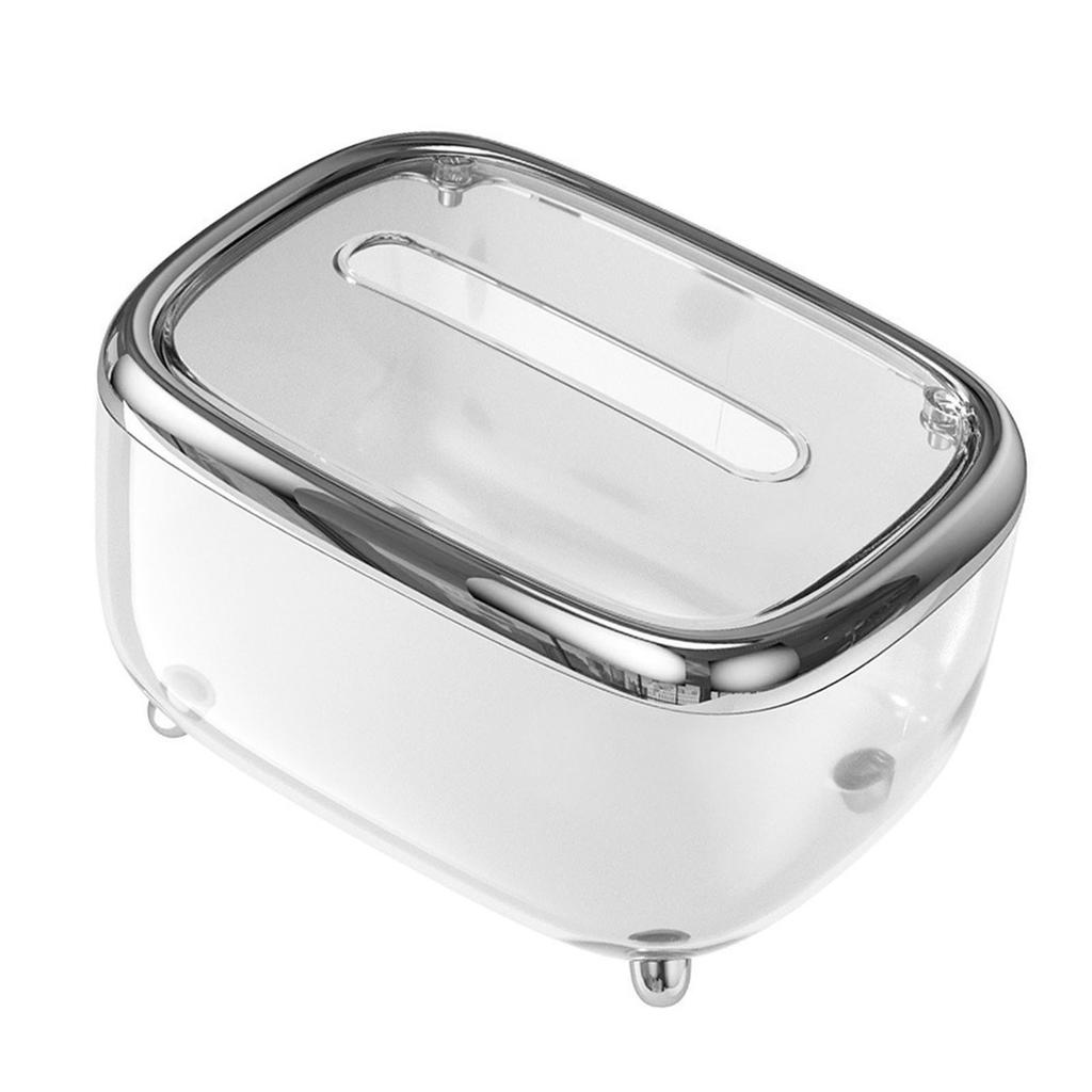 Tissue Box Transparent Napkin Box Simple Creative Storage Box Fixed Lid Paper Organizer Sliver