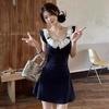 French Small Flying Sleeves Blue Dress Children's Spring 2026 New Small Waist a Word Spice Girl Hip Skirt