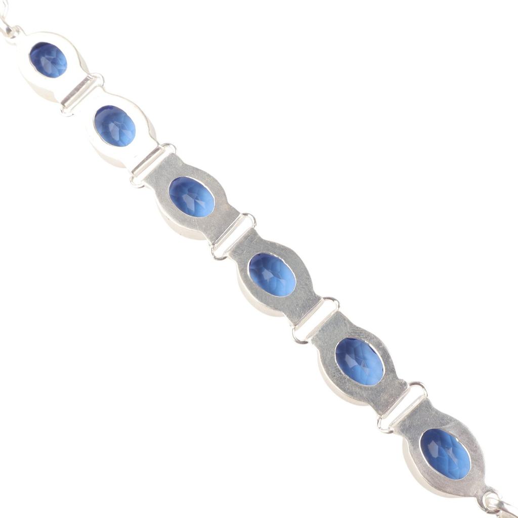 Tanzanite Gemstone 925 Sterling Silver Jewelry Handmade Bracelet 8" Gift For Her RB-4-3