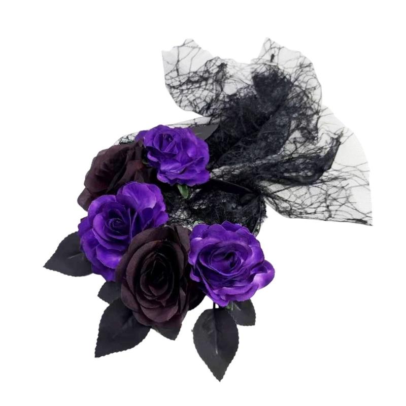 Rose Lace Headband for Women, Gothic Costume Headpiece for Halloween Parties, Cosplay Styling, Stage and Photo Looks
