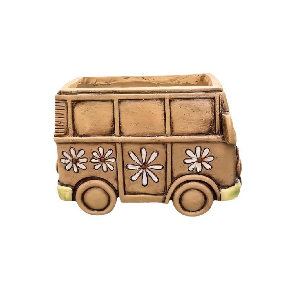 

Мультяшный автобус, цветочный горшок, винтажный контейнер для цветочной композиции, настольное украшение, ваза для цветов, игрушка коричневый