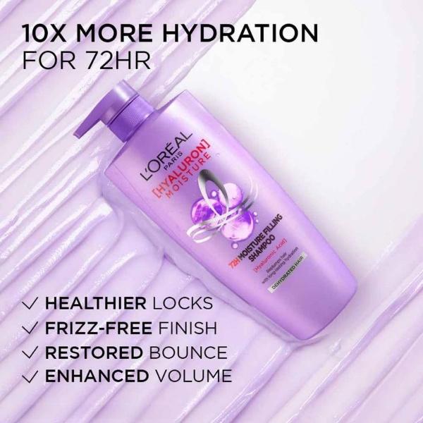 L Oréal Paris Moisture Filling Shampoo, With Hyaluronic Acid, For Dry & Dehydrated Hair, Hyaluron Moisture 72H, 650Ml