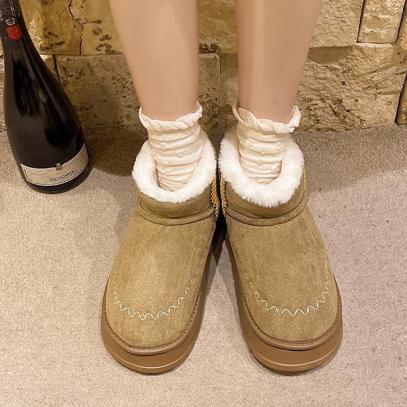 Fashion Boots Flat Heel Round Toe Luxury Designer Winter Shoes Boots Women Snow Fashion Elegant 2024