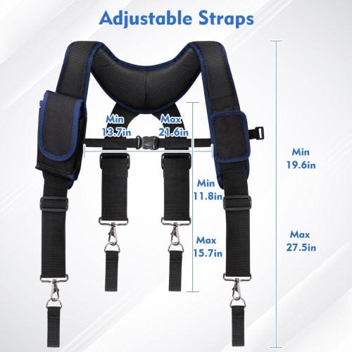 UMYLOV Men's Tool Belt Suspenders, Adjustable Padded Carpenter Tool Belt with Magnetic Wristband and Multifunctional Pouch Pockets for Construction Wo
