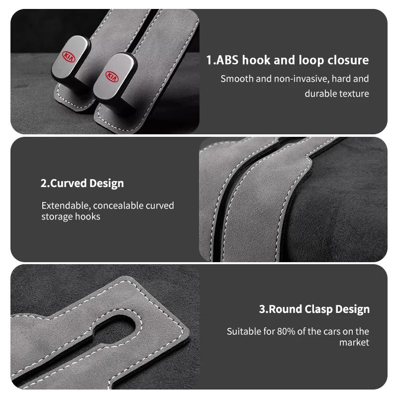 Car Seat Back Headrest Suede Hooks Organizer Holder Clips Accessories For Kia Morning Picanto Rio Stonic Sportage Ceed Optima Fo Jby123