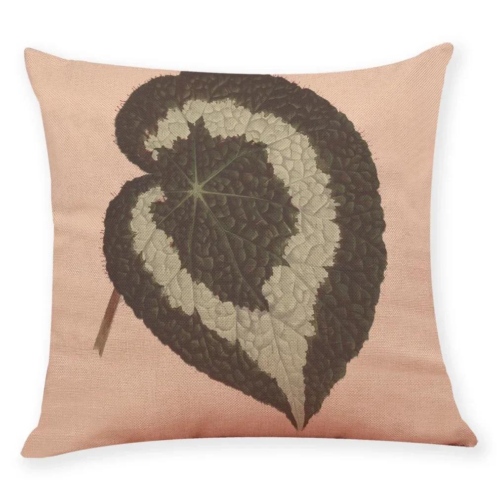 Tropical Plants Pillowcase Big Leaf Pattern Linen Pillowcase Car Living Room Sofa Cushion Cover 45*45Cm