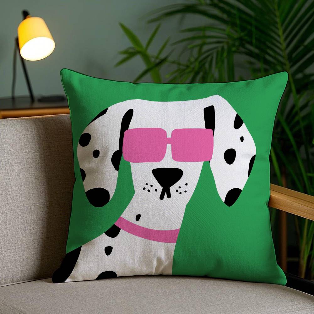 Fun Pictures Of Happy Animals Pillow Case Anti-dustmite Pillowcase Invisible Zipper Silky Short Plush Sofa Cushion Cover
