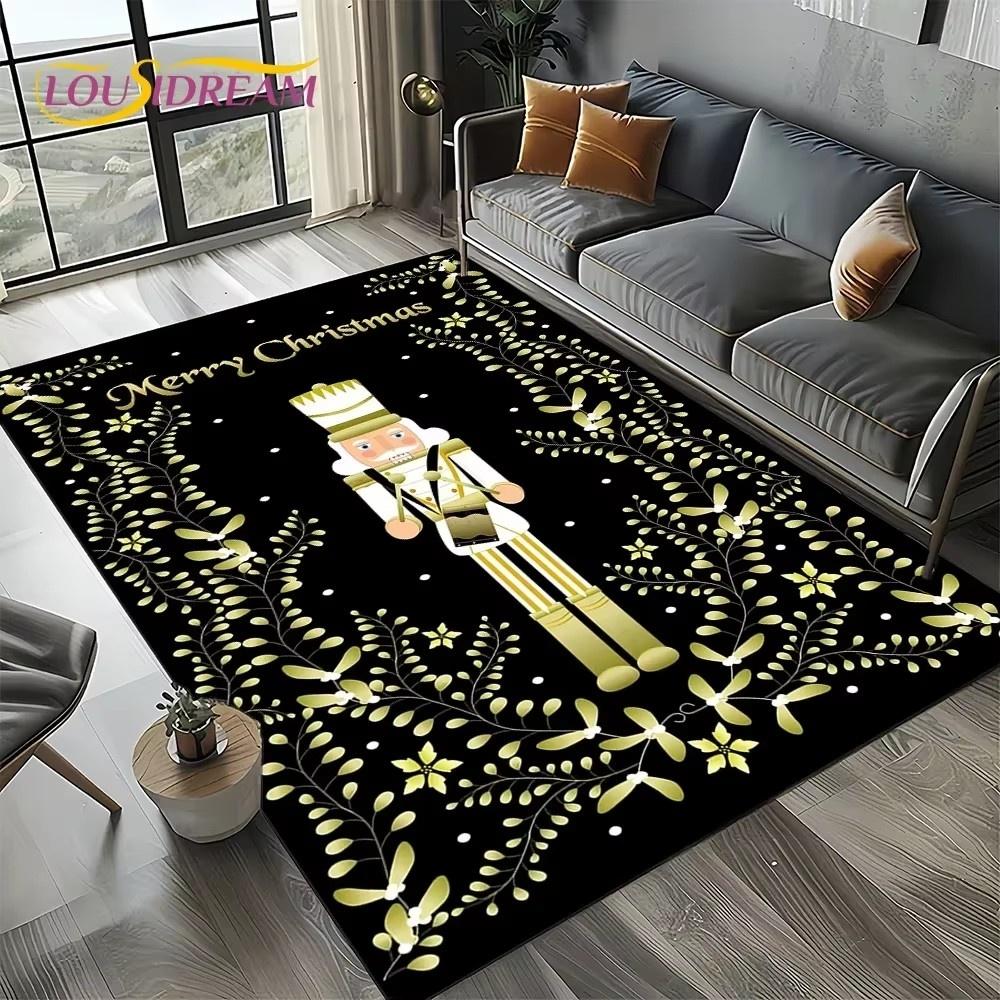 Cartoon Christmas Tree New Year Nutcracker Fairy Tales Carpet Rug for Living Room Bedroom Home Sofa Decoration,Kids Floor Mat