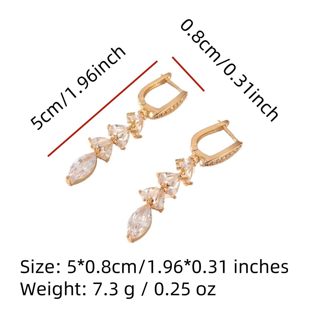 Long Sparkling Zirconia Dangle Earrings with Marquise Cut Fashion Jewelry Gift