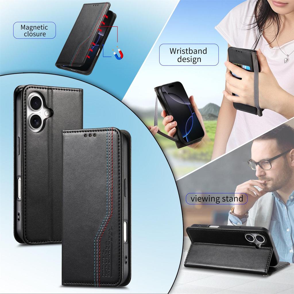 iPhone 17 Leather Flip Case with Magnetic Card Slot