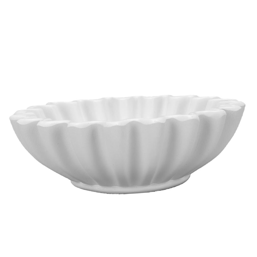 White Resin Decorative Bowl Handcrafted Ruffle Fluted Bowl Scalloped Bowl Modern Home Decor S