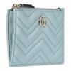 Gucci GG Marmont embossed V-shaped light gold finish leather key case women's light blue