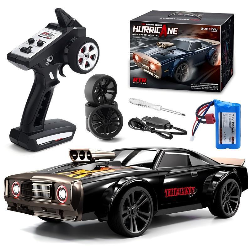 

SCY Series High-Speed Drift RC Car: Remote-Controlled, Four-Wheel Drive, Controllable Lights, Retro Muscle Design. 1:16