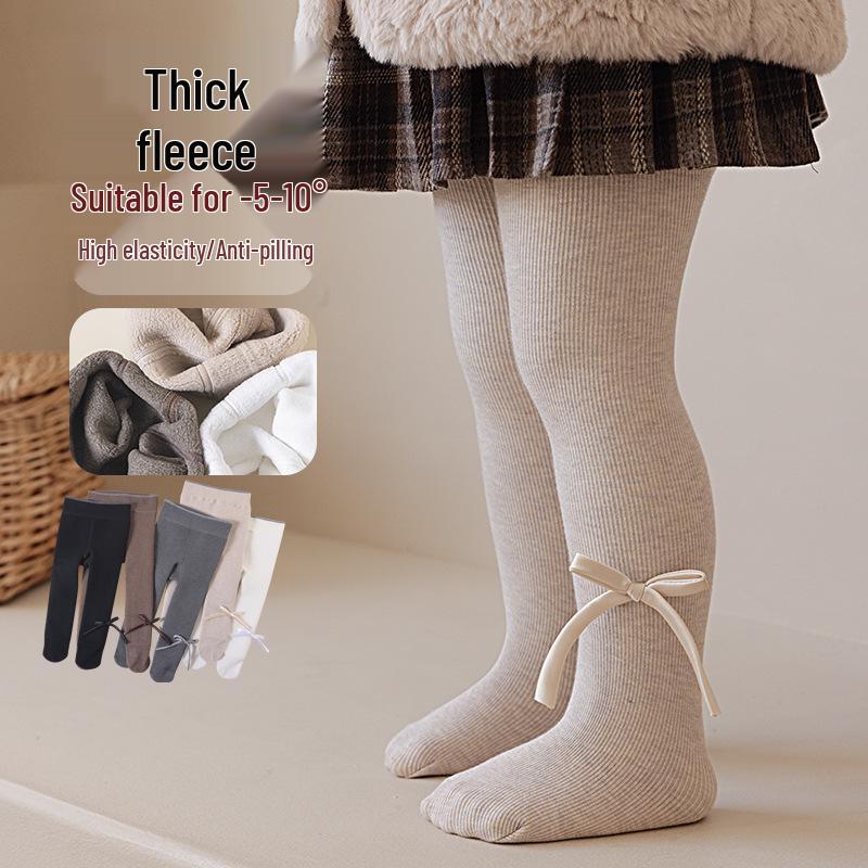 Kinder Winter Fleecegefütterte Socken mit Vertikalstreifen - Dicke, modische Strümpfe für Mädchen