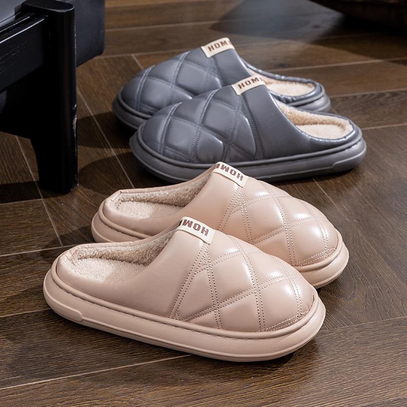 Warm Waterproof Cotton Slippers Autumn and Winter Indoor Home Non-slip Thick Bottom Piled Thickened Couple Outer Wear Cotton Mop