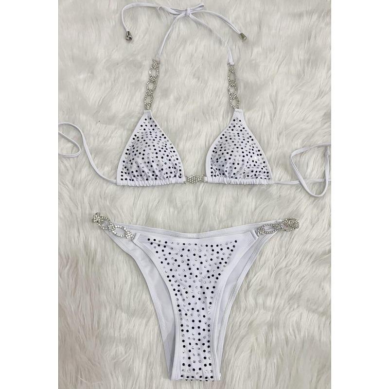 Seksi Kadın Elmas Mayo bikini seti Şınav Bandaj Mayo kadın Iki parçalı Mayo Plaj Kıyafeti