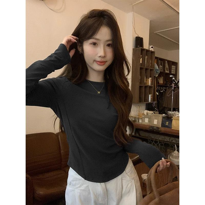 

Европейская рубашка с длинными рукавами, облегающая футболка для женщин, весна, осень и зима, бархат, утеплитель, теплый пояс внутри M