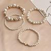 4 Pcs Elegant Boho Heart Charm Beads Bracelet Set Fashion Faux Pearl Layered Bracelets for Women Daily Wear Jewelry Gifts 2026