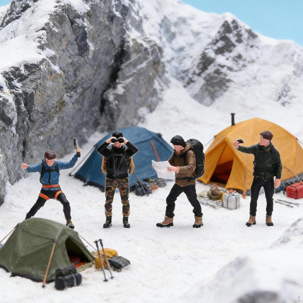 4Pcs Miniature Rock Climbing Figures People :64 Resin Scene Accessories Climbers Men for