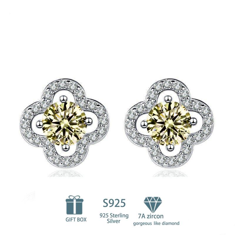 Tancise Klassische 925 Sterling Silber Rosa Gelb 7A Zirkon Ohrringe Tropfenohrringe für Frauen Hochzeit Party Geschenke