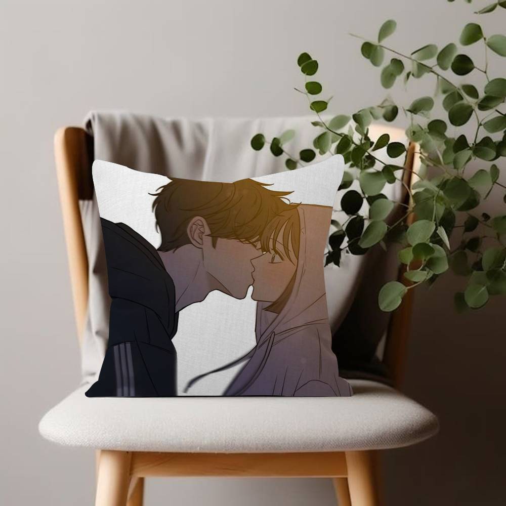 Ovely Korean Manhwa Operation True Love Cushion Cover Soft Pillow Case for Sofa Living Room Home Office Decor Protective Covers