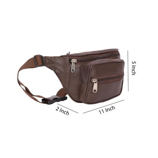 Noora Dark Brown Leather Men & Women Waist Bag Fanny Bag Travel Pouch Passport Holder Pouch