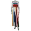 Colorful Tube Top Gown Dress Off Shoulder Striped Print Long Dress High Waist Wedding Guest Prom Cocktail Party Dress