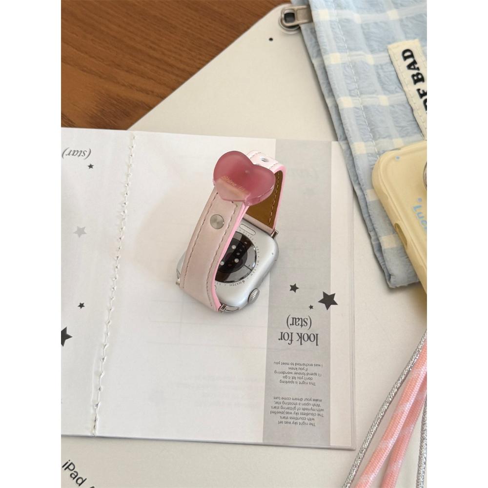 Heart Pattern Leather Loop Strap, Cute Style For Apple Watch Ultra 11/10/9/8/7/6 38/40/41/42/44/45/46/49mm Universal Watch Band
