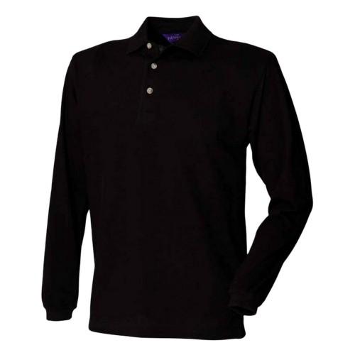 Henbury Mens Cotton Pique Long-Sleeved Polo Shirt