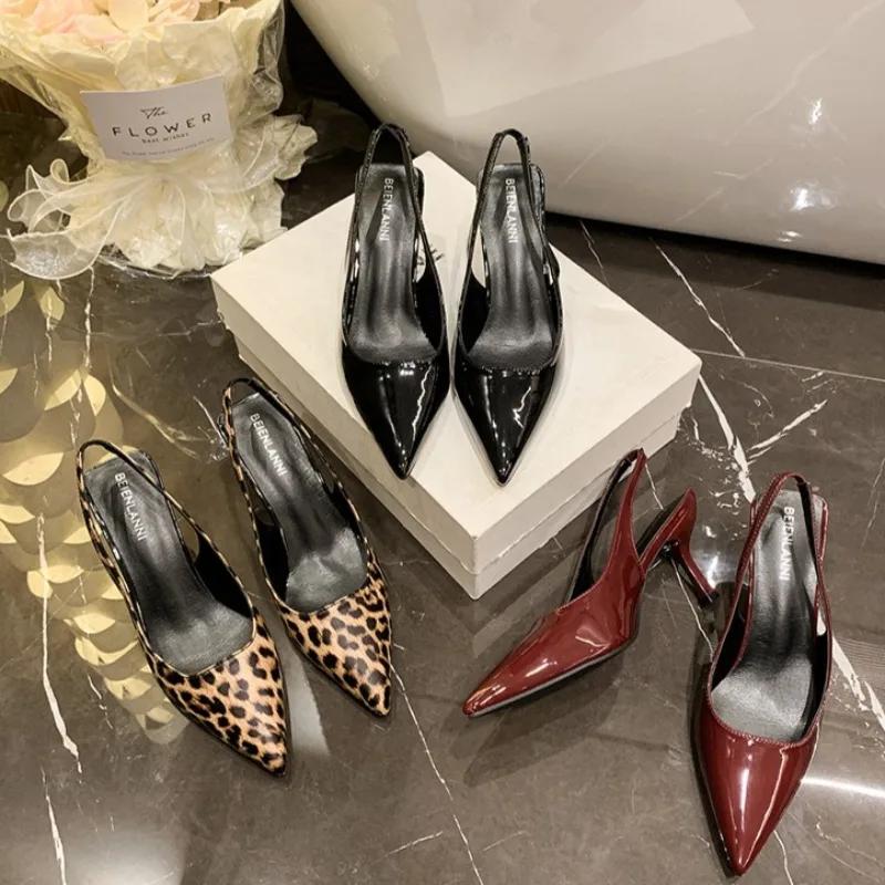 Fashion Summer New Pointed Toe Design Leopard Print Woman Pumps Pointed Toe Thin Low Heels Elegant Party Female Shoes Zapatos De Mujer
