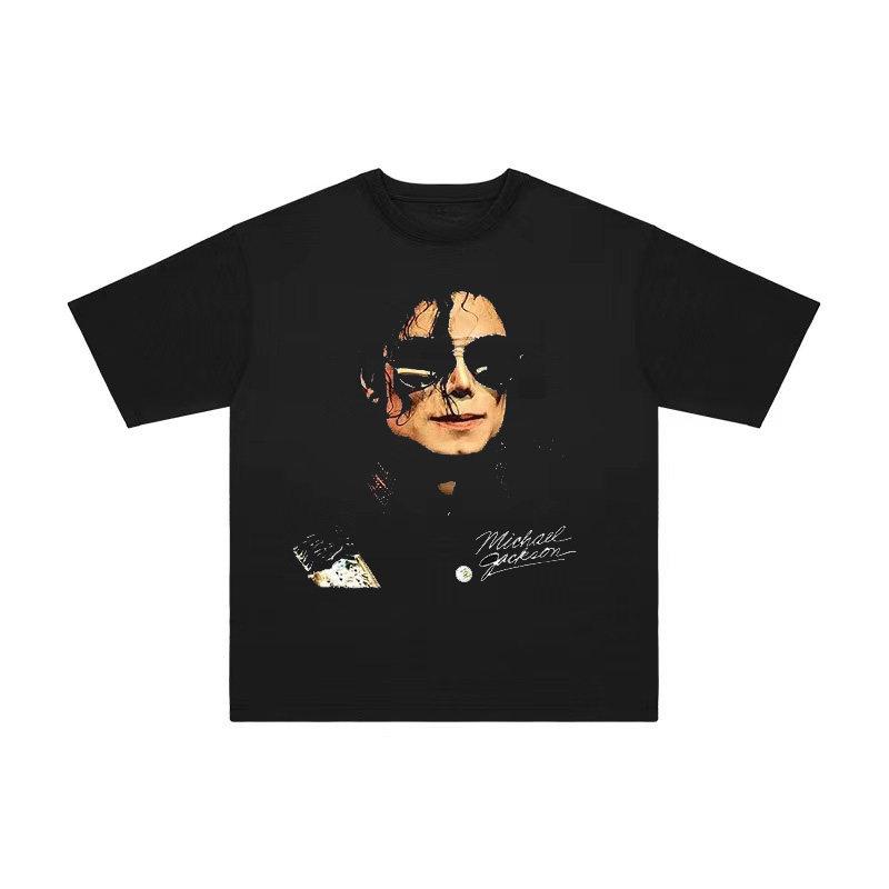 2026 Summer Michael Jackson Portrait Print Short-Sleeved Retro T-Shirt High-end Luxury Unisex Style Both of Men and Women