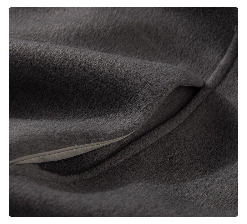 ESMY Women's Grey Woolen Trench Coat - Autumn/Winter Thick Padded Loose Overcoat