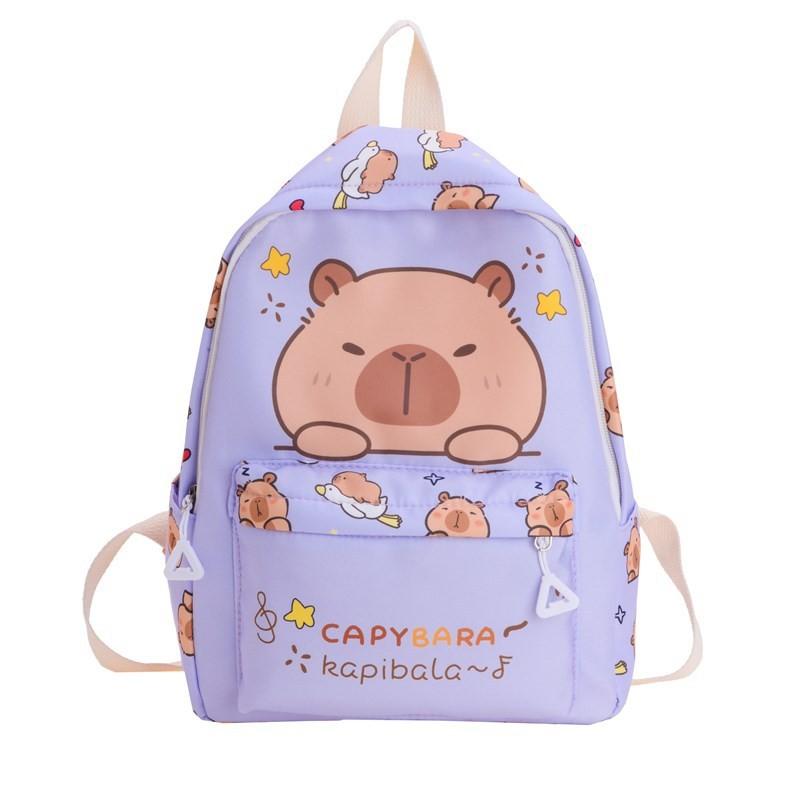 Themed Capybara Childrens Backpack With Letter And Cartoon Print For Use School