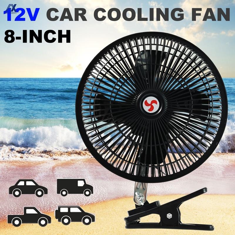 12V 8 Summer Portable 360 Rotatable Car Cooling Oscillating Fan Ceiling Travel Adjustable Clip On Auto Electric Fan Cooler