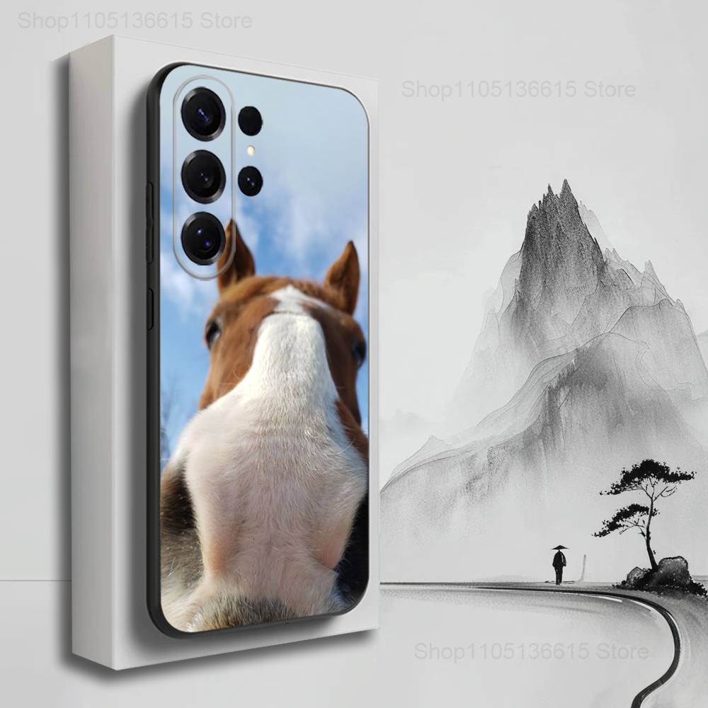 Funny Expressions Horse Case For Samsung S23,S25,S20,S10,S9,S21,S24,S22,Ultra,FE,Plus,Lite,Soft Silicone Black