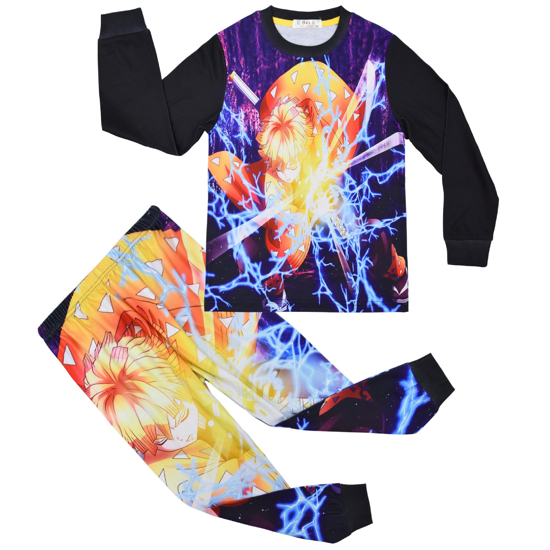 Cartoon Digital Printing, Middle-Aged And Older Children S Loungewear Long-Sleeved Pajamas Set 6077 120